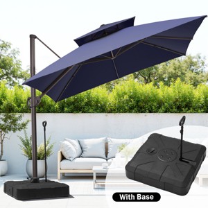 Crestlive Products 10FT Square Double Top Offset Cantilever Umbrella with Base UV30+ Outdoor 360 Degree Rotation 6 Heights Adjustable Umbrella - 1 of 4