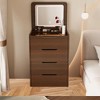 3-in-1 Vanity Desk with Plip Top Mirror,Small Make Up Vanity Set with, Compact Makeup Vanity Visible Glass Desktop and3 Drawers-- Frevyn - 2 of 4