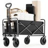 MAYEERTY Collapsible Folding Wagon Cart, Camping & Shopping, Heavy Duty Utility Wagon with All-Terrain Wheels, 330lbs (Black) - 2 of 4