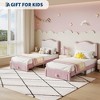 Princess Twin Size Platform Bed Frame with Storage Drawer – No Box Spring Needed, Upholstered Headboard for Kids Girls - 3 of 4