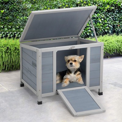 Sandinrayli 24in Wooden Catio - Outdoor Cat/Small Animal & Indoor Rabbit Hutch, Sturdy Wtr-Prf Insul Shelter for Cats/Dogs/Rabbits/Guinea Pigs (Gray)