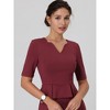 Hobemty Women's Work V Neck Short Sleeve Peplum Waist Pencil Sheath Dresses - 4 of 4