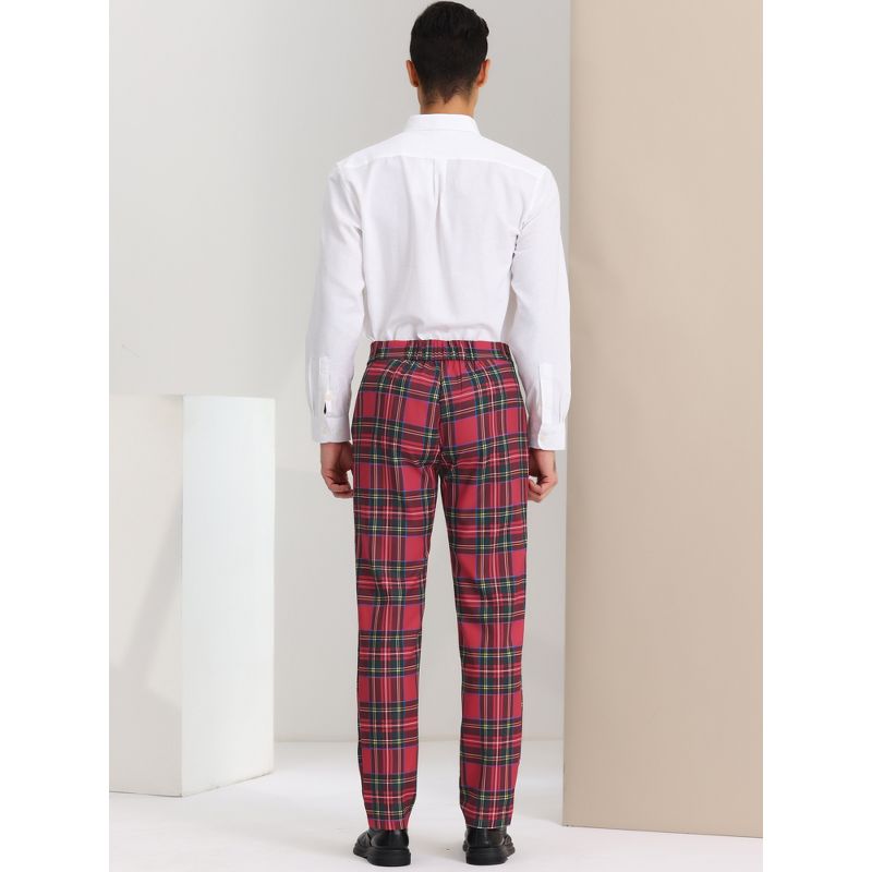 Lars Amadeus Men's Plaid Casual Regular Fit Flat Front Stretch Dress Pants, 5 of 7