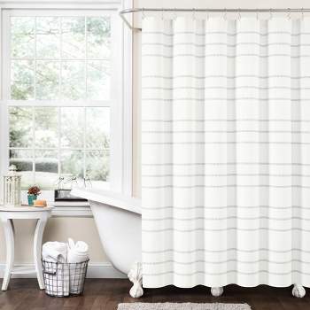 Modern Galaxy Waffle Woven Cotton Shower Curtain Snow White/Gray Single 72X72