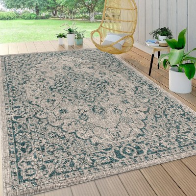 Rozetta Boho Medallion Textured Weave Indoor/Outdoor Area Rug  - JONATHAN Y