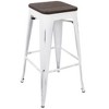 Contemporary Steel and Wood Bar Stool with Fixed Height and Stackable Design for Home Bar or Kitchen (Set of 2) - 2 of 4