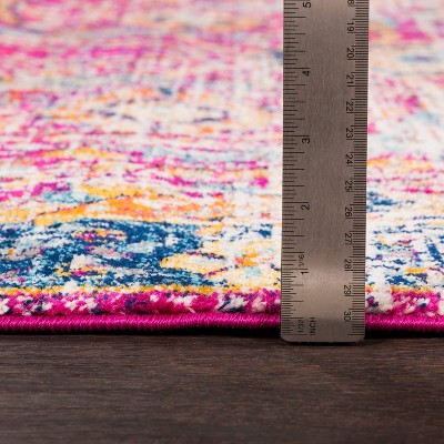 Reversible Blue Synthetic Easy Care Stain-Resistant Runner Rug