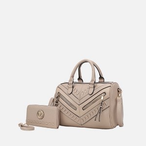 MKF Collection Lara Women’s Satchel Bag – Stylish and Spacious Handbag with Matching Wallet – by Mia K- Taupe - 1 of 4