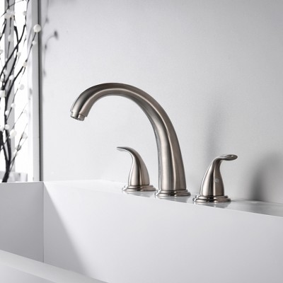 Brushed Nickel Dual Handle Roman Tub Faucet with Long Spout