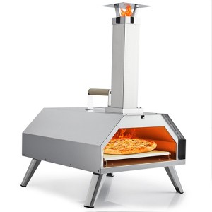 12 inch Wood Pellet 12" Portable Outdoor, Stainless Steel Oven Cooking Pizza Maker for Charcoal Grill On Backyard Camping Party, Silver - 1 of 4