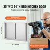VEVOR BBQ Access Door, 35W x 24H Inch Double Outdoor Kitchen Door, Stainless Steel Flush Mount Door, Wall Vertical Door with Handles, Silver - 3 of 4