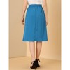 Allegra K Women's Button Front Casual High Waist Belted Midi Flare Skirt - 3 of 4