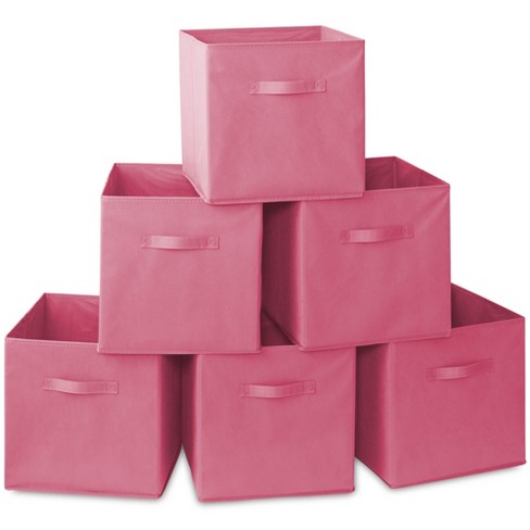 Casafield Set Of 6 Collapsible Fabric Storage Cube Bins, Hot Pink - 13 