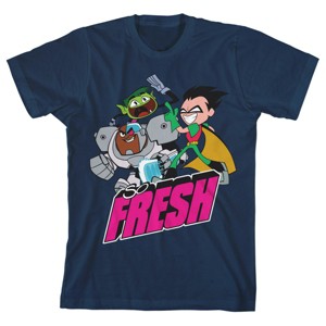 Teen Titans Go Fresh Boy's Navy T-shirt - 1 of 4