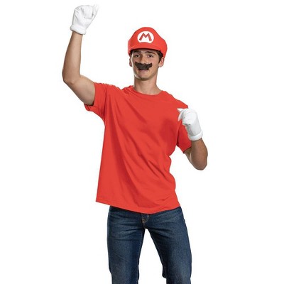 Nintendo Super Mario Adult Elevated Halloween Accessory Kit Mario One Size Fits Most: Nintendo Men's Costume Accessories Set