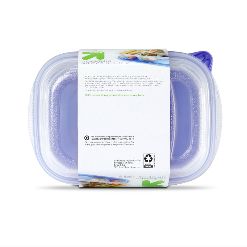 Snap and Store Divided Rectangle Food Storage Container - 3ct/24 fl oz - up &#38; up&#8482;, 3 of 4