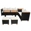 vidaXL Outdoor Dining Set Black with cream white cushions - 3 of 4