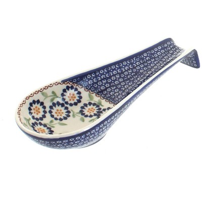 Blue Rose Polish Pottery Peach Blossom Large Spoon Rest