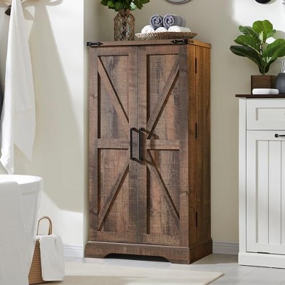 TAJSOON 47" Wooden Storage Cabinet,Bathroom, Living Room, Rustic Brown