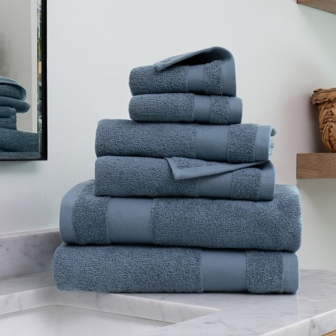 8pc Cotton Bath Towel Set Light Blue : Target