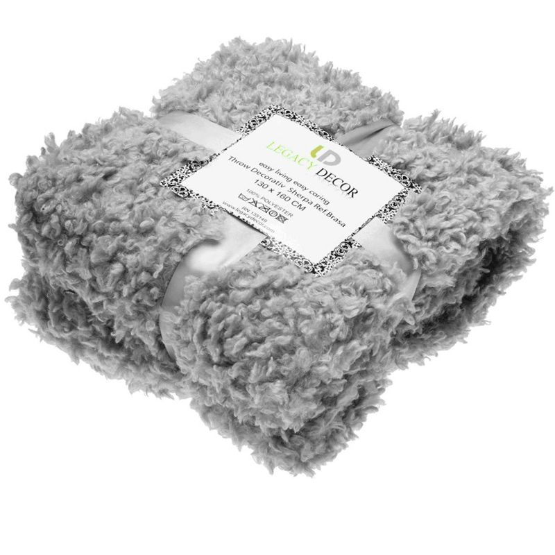 Legacy Decor Luxury Curly Faux Lamb Fur or Fur Wave Design Throw Blanket, 2 of 4
