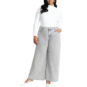 ELOQUII Women's Plus Size The Yvette Rigid Wide Leg Jean - 1 of 4