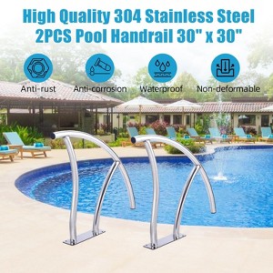 30"x30" 304 Stainless Steel Pool Handrails (2pcs) – Inground Pool Rails with Blue Grip Cover, Rustproof High Load Capacity & All Accessories - 1 of 4
