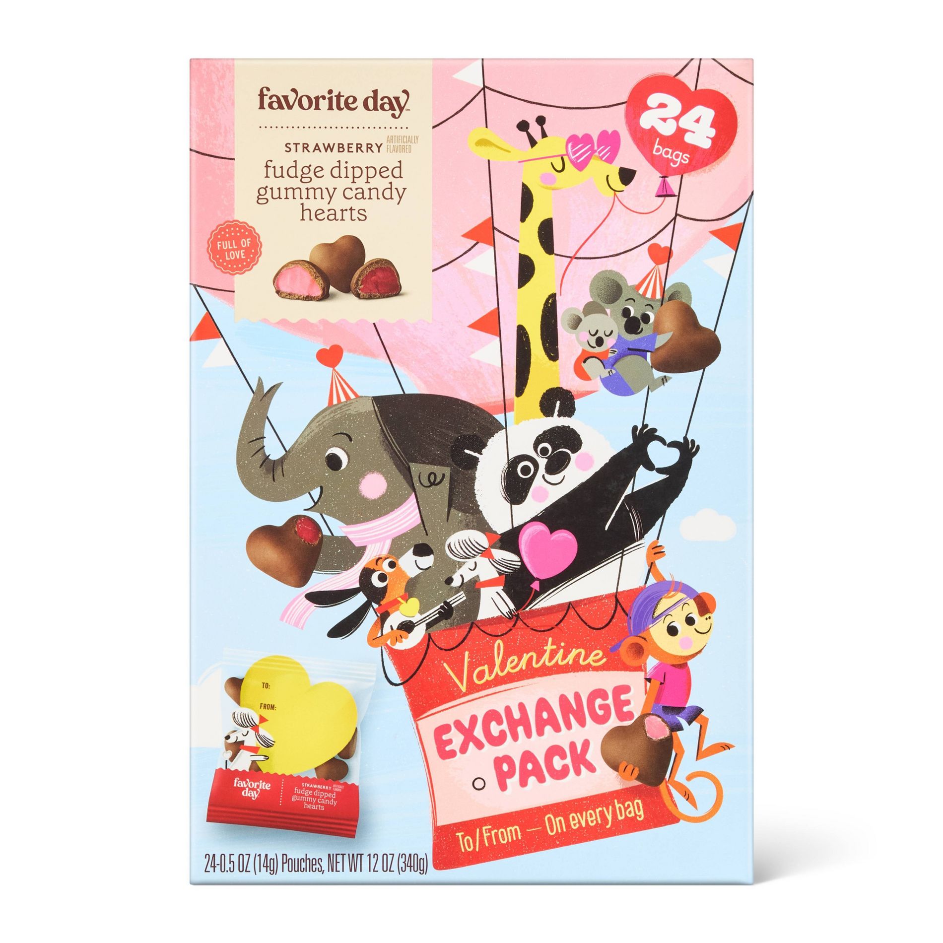 Valentine's Chocolatey Mini Gummy Hearts Box Candies - 12oz/24ct - Favorite Day™