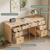 Brafab 7-Drawer Rattan Writing Desk with Storage Shelf & Power Outlets,Computer Desk with 5 Drawers and Office Desk for Home Office Workstation - 4 of 4