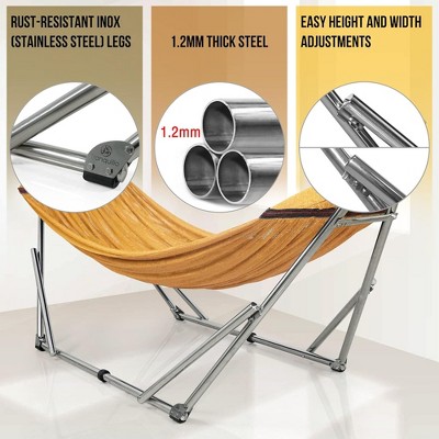 Tranquillo Yellow Double Hammock with Galvanized Steel Stand