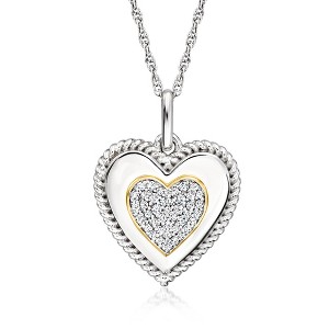 Ross-Simons 0.20 ct. t.w. Diamond Heart Pendant Necklace in Sterling Silver and 18kt Gold Over Sterling - 1 of 4