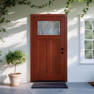 36 x 80 Knock-Down Fiberglass Entry Door with Brickmould, Vinyl Frame,Right Hand Inswing