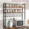 5-Tier Rustic Brown Kitchen Storage Shelf with 6 S-Hooks – Microwave Oven Stand & Coffee Bar Station - 4 of 4