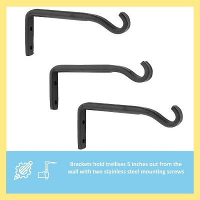 6" Black Wrought Iron Trellis Wall Brackets, Set of 4