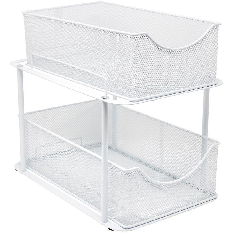 Sorbus 2 Tier Under Sink Organizers - Strong Steel Mesh Sliding Drawers for Enhanced Storage Bathroom, Kitchen, Home and more (White), 1 of 10
