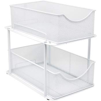 Sorbus 2 Tier Under Sink Organizers - Strong Steel Mesh Sliding Drawers for Enhanced Storage Bathroom, Kitchen, Home and more (White)
