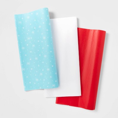 150ct Snowflake and Solid Banded Gift Tissue Paper Red/Light Blue/White - Wondershop™