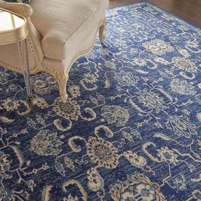 Navy and Beige Rectangular Persian Style Area Rug