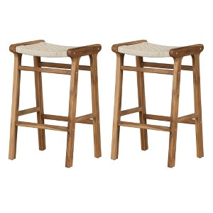 South Shore Set of 2 Balka Counter Height Barstools Cream/Natural - 1 of 4