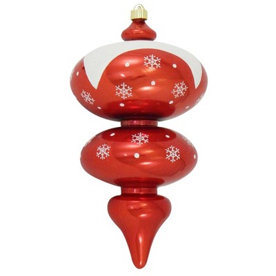 Christmas by Krebs Red and White Cascading Flakes Shatterproof Shiny Christmas Jumbo Finial Ornament 15" (380mm)