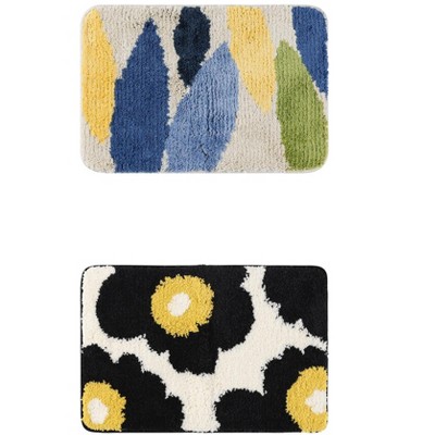 REGALWOVEN Soft Plush Reversible Non-Slip Extra Thick Microfiber Quick Dry Bath Mats 2 Pcs