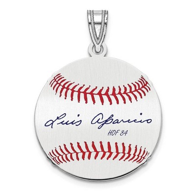 Black Bow Jewelry Sterling Silver Luis Aparicio Signature SM Enamel Baseball Pendant