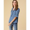 INSPIRE CHIC Women's Ruffle V Neck Puff Sleeve Summer Casual Chiffon Peasant Top - 4 of 4