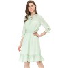 Allegra K Women's Solid Ruffle Hem 3/4 Sleeve A-Line Smocked Short Chiffon Dress - 2 of 4