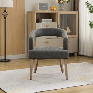 TiramisuBest Modern Barrel Back Accent Chair,25.79" Wide Upholstered Dining & Lounge Chair with Weathered Solid Wood Legs, Gray - 1 of 4