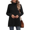 Womens Tunic Tops Turtleneck Long Sleeve Shirts Oversized Fall Sweaters Side Split High Low Hemline - 2 of 4