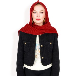 Anna-Kaci Women's Knitted Hooded Scarf with Versatile Design and Warm Ribbed Texture for Stylish Comfort and Winter Protection - 1 of 4