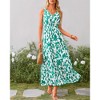 Womens Floral Sundress A-Line Sleeveless Highwaist Maxi Dress Flowy Faux Wrap Maxi Dress with Flounce Hem - 3 of 4