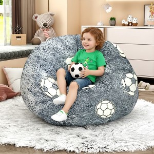Bean Bag Chair Bed for Kids, Convertible Bean Bag from Lazy Chair to Floor Mattress Bed With Sponge Filling, Cozy Floor Sofa Couch for Boys & Girls - 1 of 4