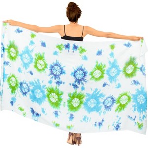 LA LEELA Women's Wrap Sarong Cover up Swimwear Wraps One Size Ivory Tie Dye - 1 of 4